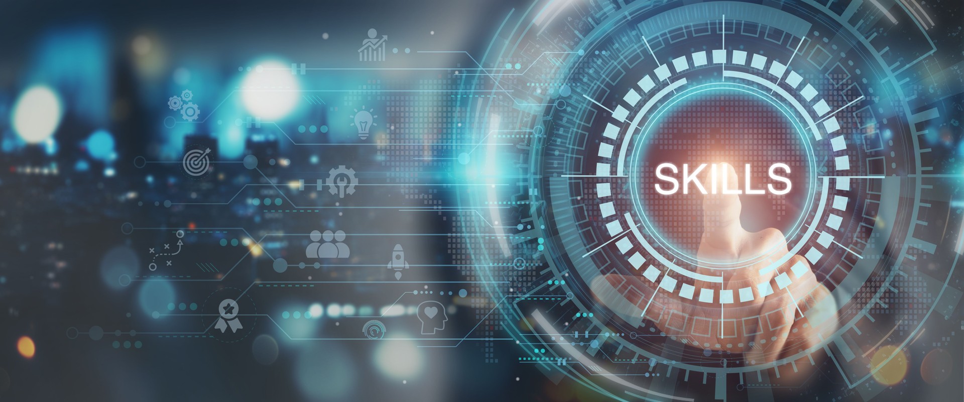 Skill development and training. Personal development. New skill, upskill and reskill concept. Digial and AI technologies are transforming. New occupations emerge, employee adaptation.